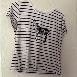 Croft & Barrow Black and White Striped Zebra Tee